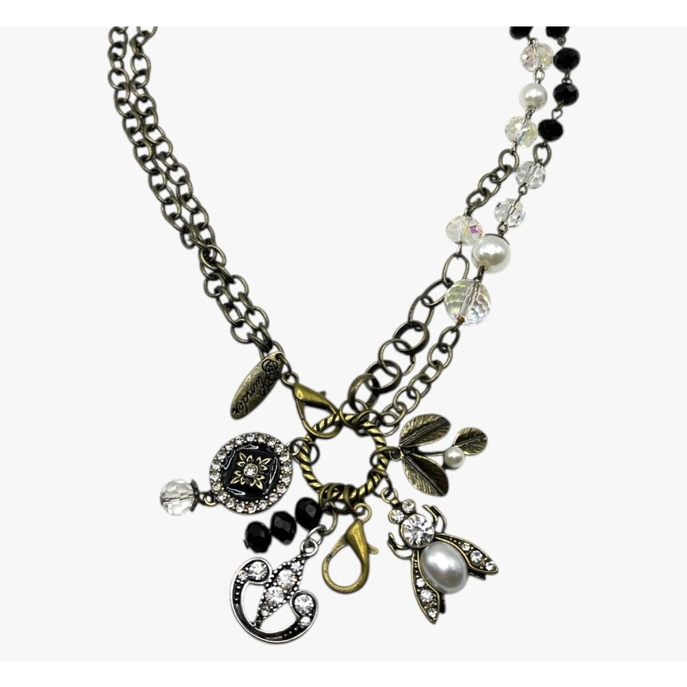 Plunder Rome Vintage Style Charm Necklace Convertible Rhinestone Long Chunky 36"